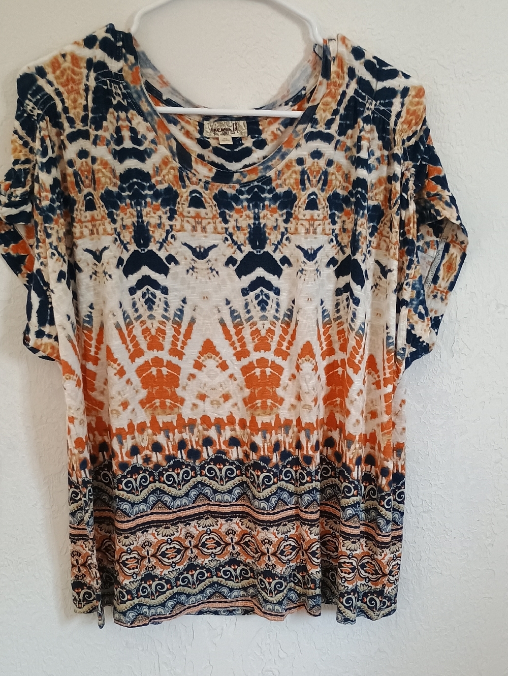 ONE WORLD Blue and Orange Tie-Dye Shirt